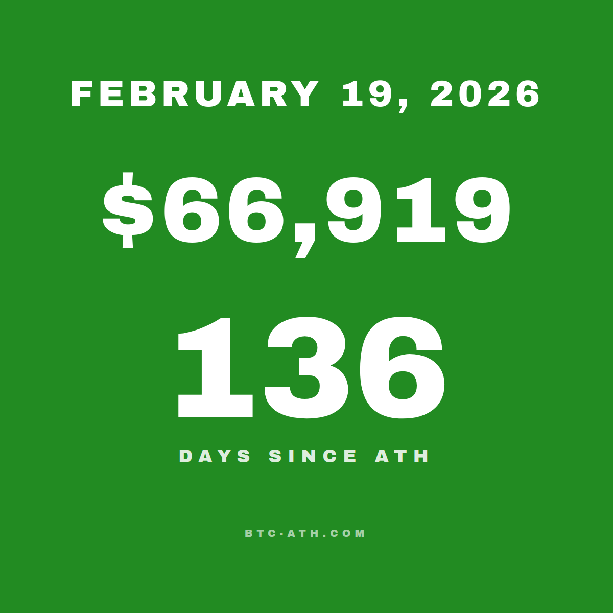 BTC.ATH February 19, 2026 — $66,919